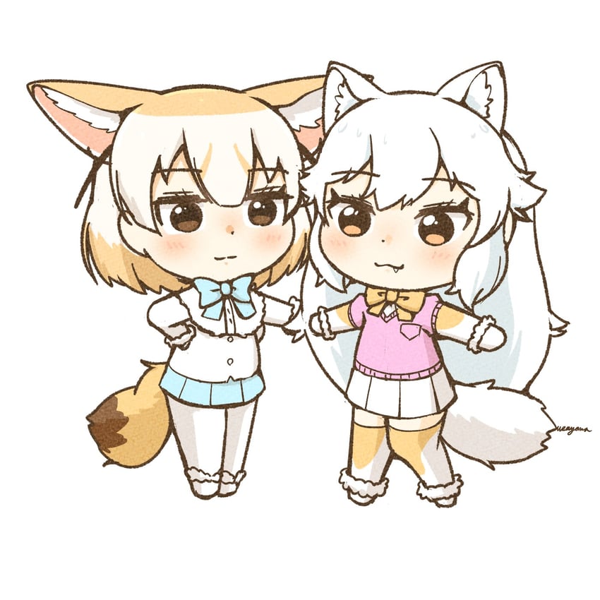 fennec and arctic fox (kemono friends) drawn by bubo_picta