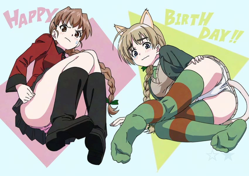 lynette bishop and rukuriri (girls und panzer and 2 more) drawn by niboshi1200r