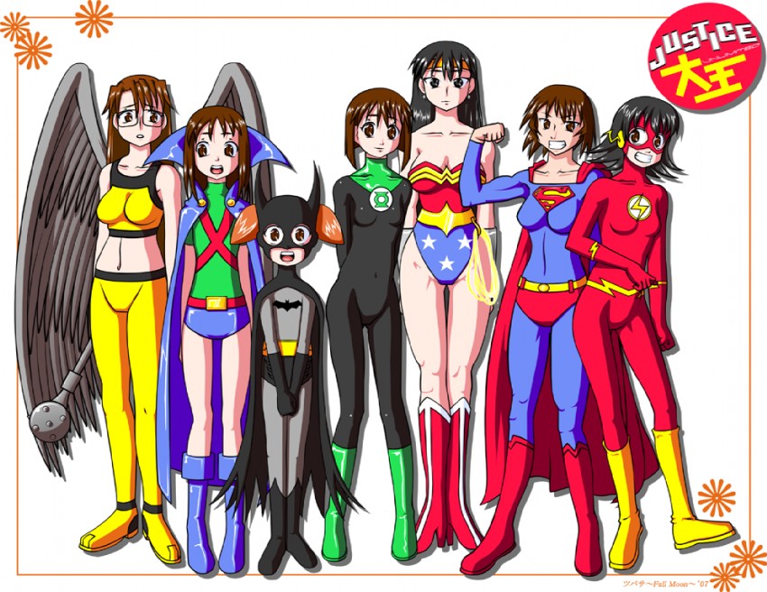 kasuga ayumu, batman, superman, wonder woman, mihama chiyo, and 10 more (dc comics and 7 more)