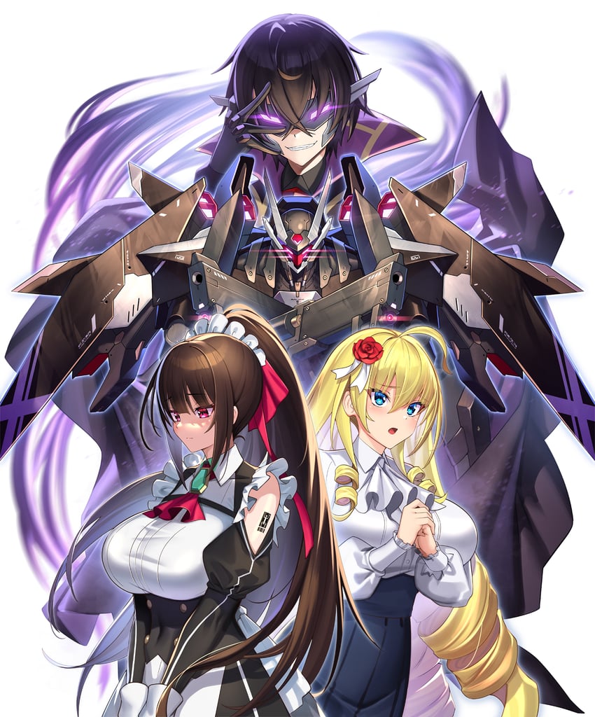 liam sera banfield, amagi, and rosetta serah claudia (ore wa seikan kokka no akutoku ryoushu!) drawn by takamine_nadare