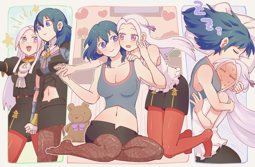 female byleth and edelgard von hresvelg (fire emblem and 1 more) drawn by korokoro_daigorou