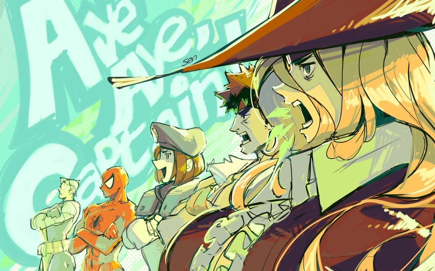 ryu, spider-man, jill valentine, ruby heart, and cable (street fighter and 8 more)