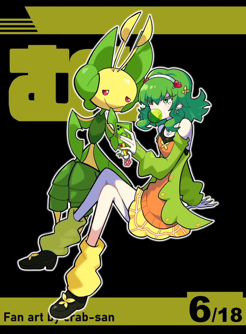gumi and leavanny (pokemon and 2 more) drawn by crab-san