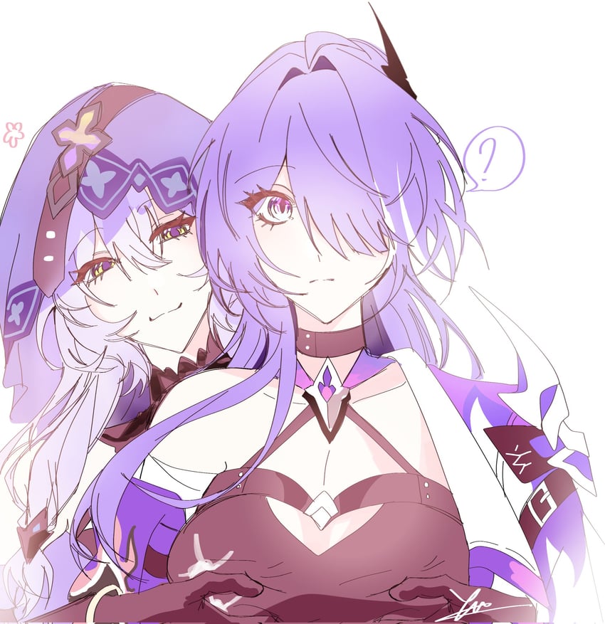 acheron and black swan (honkai and 1 more) drawn by yomirematsubara