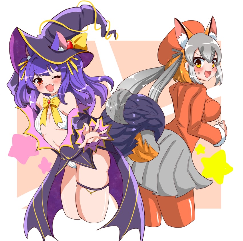 island fox and rurun rururica (kemono friends and 2 more) drawn by rikuton