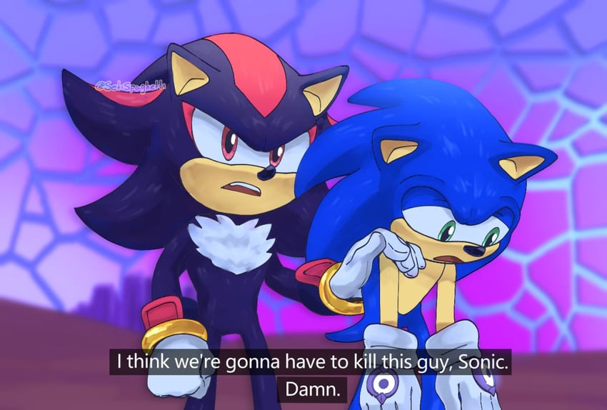 sonic the hedgehog and shadow the hedgehog (sonic and 1 more) drawn by setispaghetti