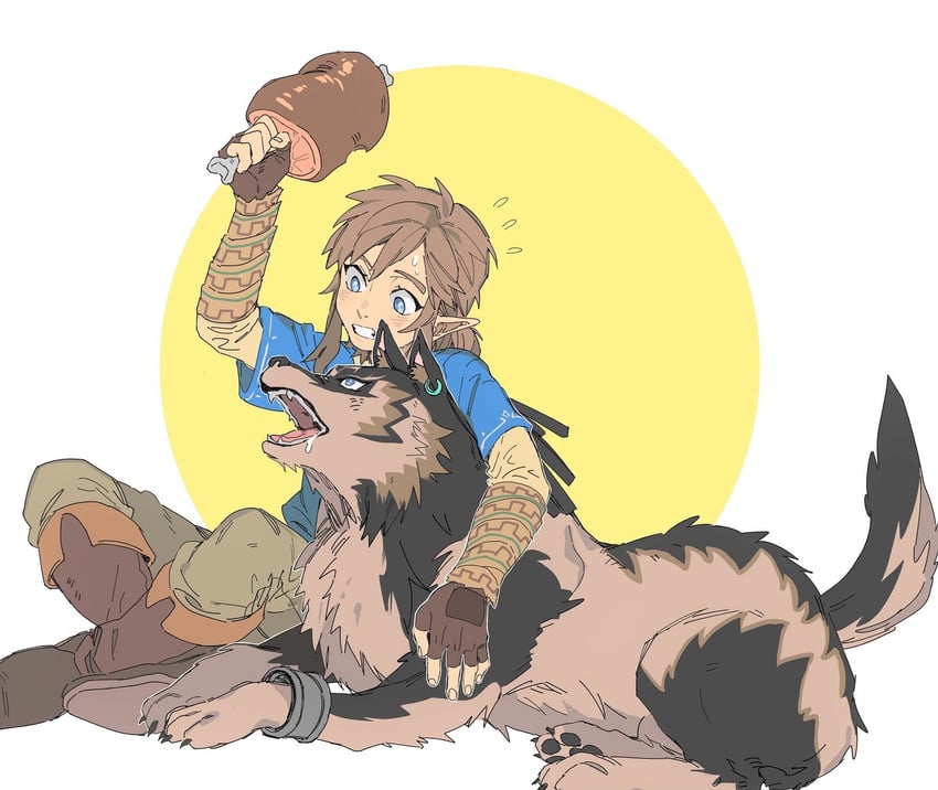 link and wolf link (the legend of zelda and 2 more) drawn by gyou_chin