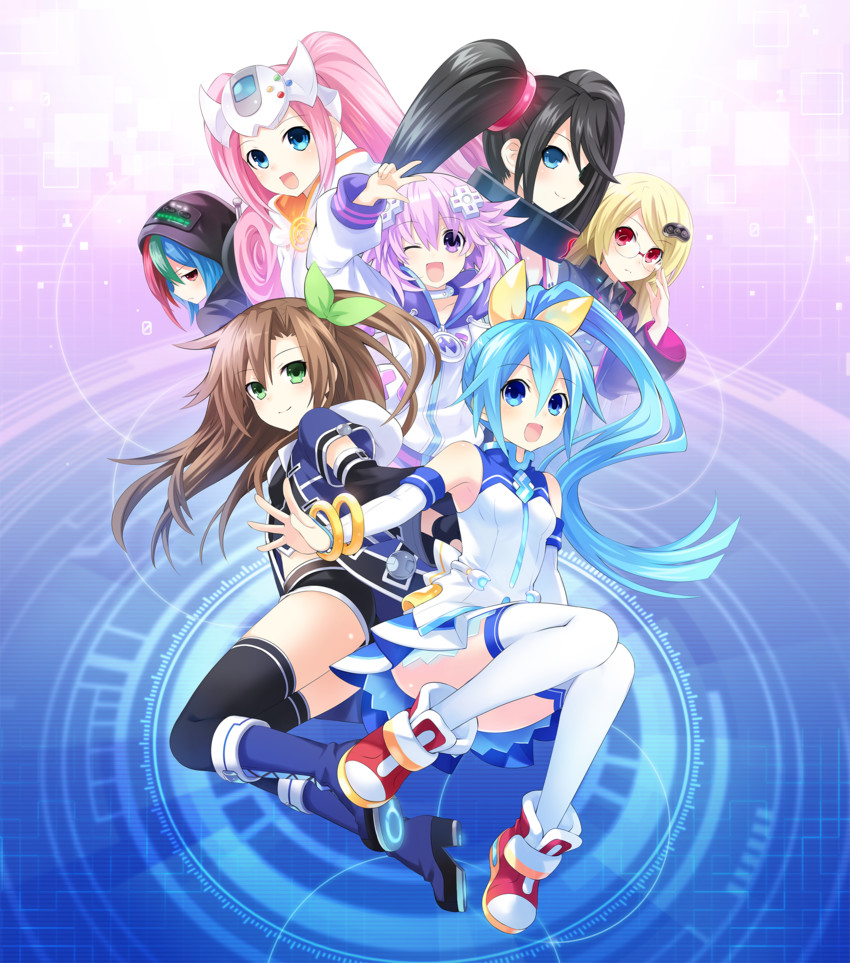 neptune, if, sega saturn, sega hatsumi, sega dreamcast, and 2 more (neptune and 2 more) drawn by tsunako