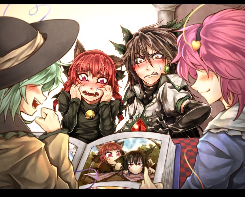komeiji koishi, komeiji satori, kaenbyou rin, and reiuji utsuho (touhou) drawn by ryuuichi_(f_dragon)
