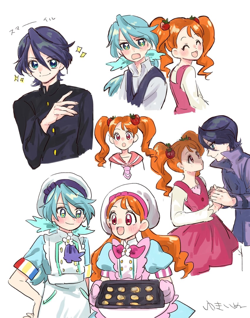 usami ichika, julio, and kuroki rio (precure and 1 more) drawn by yuki_inu