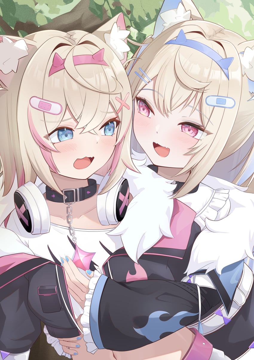 fuwawa abyssgard and mococo abyssgard (hololive and 1 more) drawn by akuame_(ring3922)