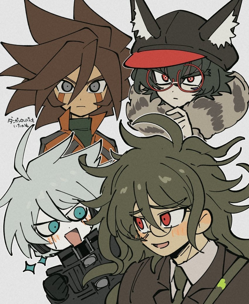 k1-b0, gokuhara gonta, zilch alexander, and genda koujirou (danganronpa and 3 more) drawn by sameyama_jiro