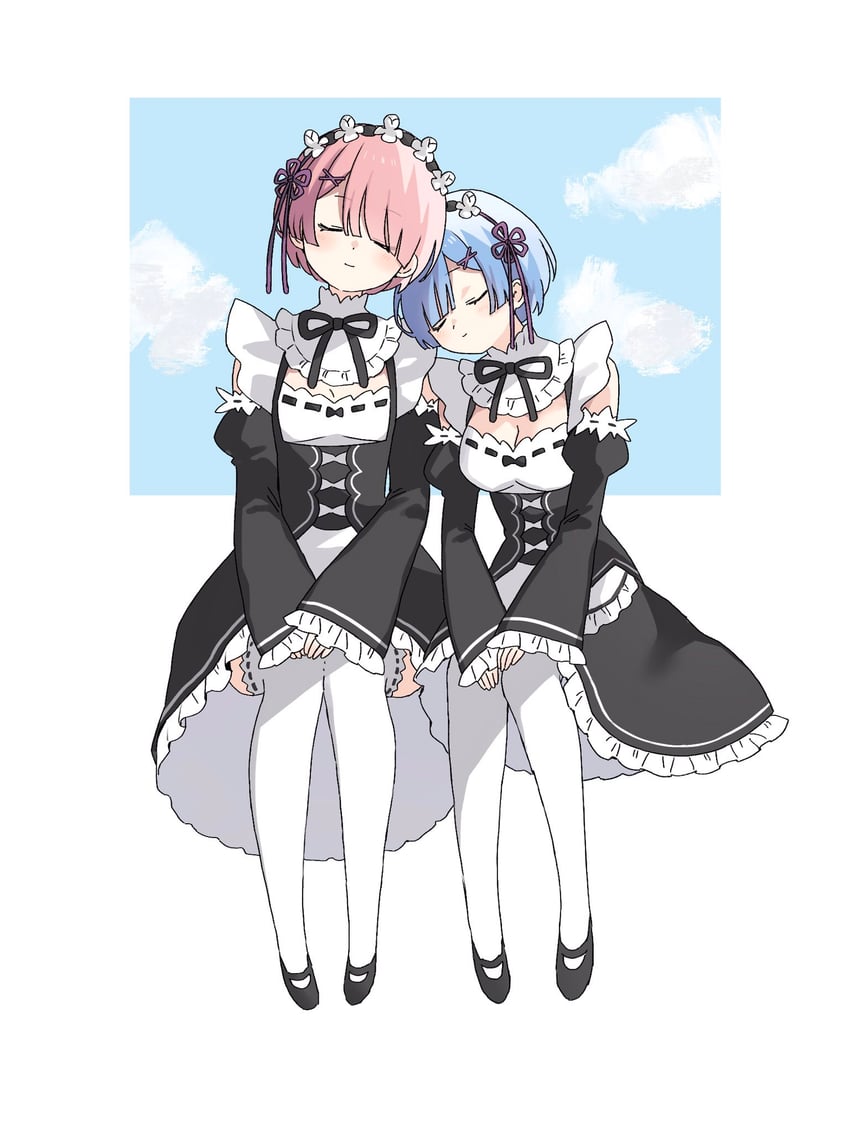 rem and ram (re:zero kara hajimeru isekai seikatsu) drawn by nitsuki_09