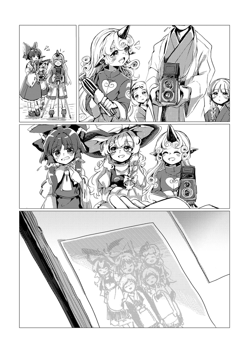 hakurei reimu, kirisame marisa, and komano aunn (touhou) drawn by matsukuzu