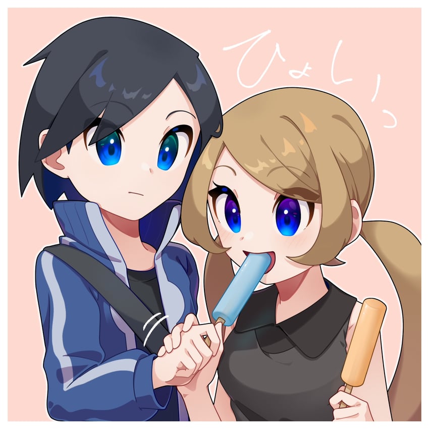 serena and calem (pokemon and 1 more) drawn by omochi_(omotimotittona3)