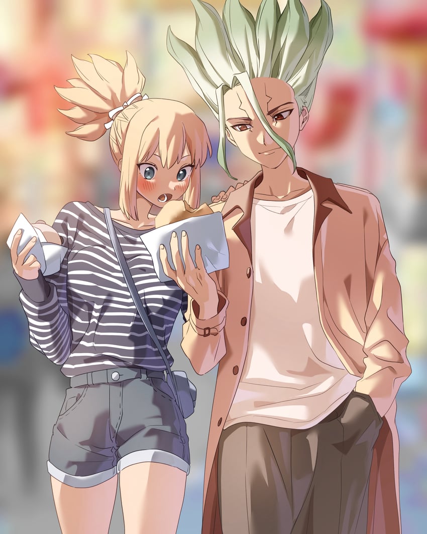 kohaku and ishigami senkuu (dr. stone) drawn by izumi_whale