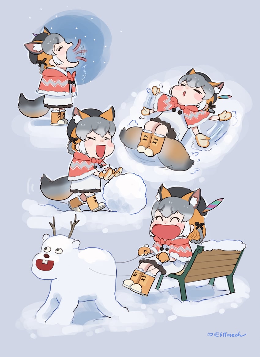 island fox (kemono friends and 1 more) drawn by beleven