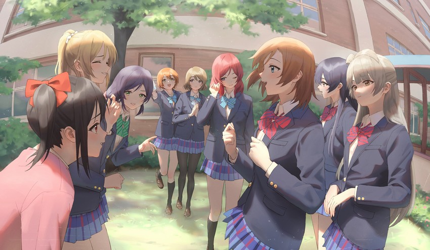 nishikino maki, tojo nozomi, sonoda umi, yazawa nico, ayase eli, and 4 more (love live! and 1 more) drawn by maachi_(fsam4547)