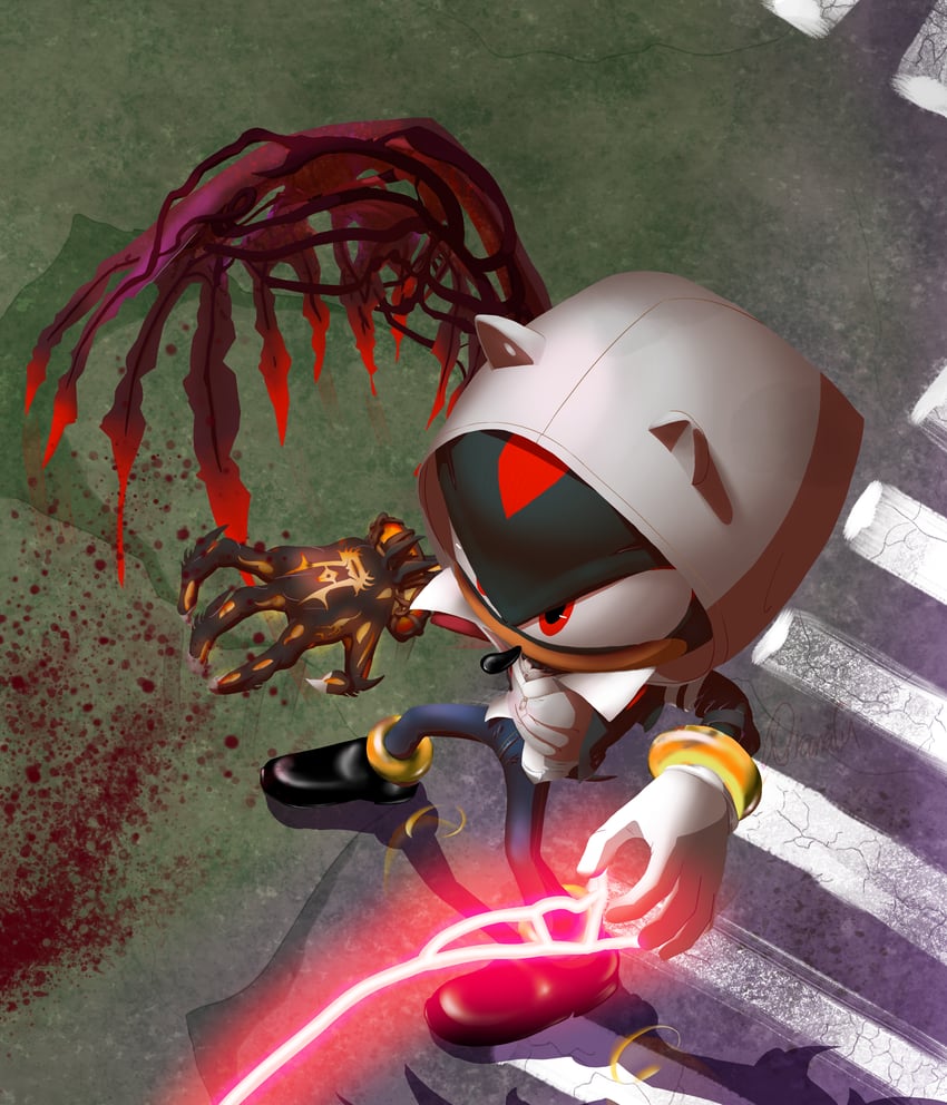 shadow the hedgehog and alex mercer (sonic and 2 more) drawn by thefluffyidiot