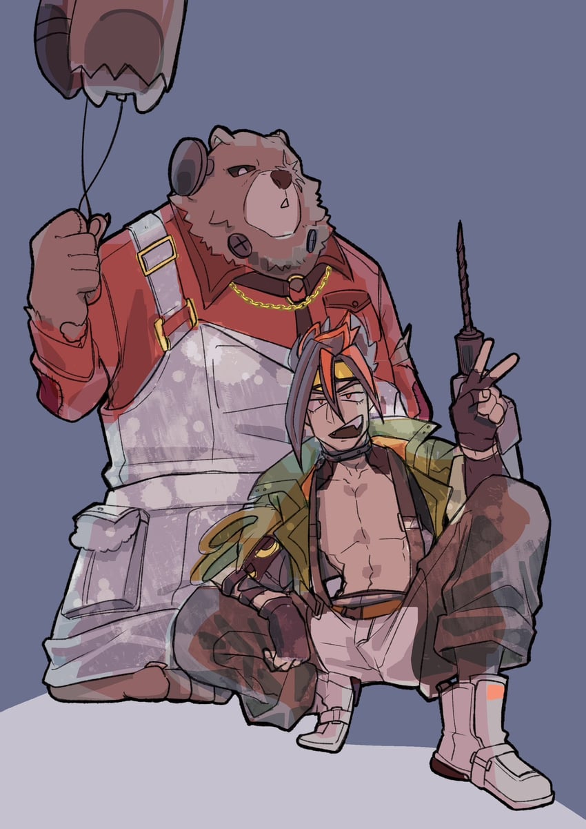 frankenstein's monster, ben bigger, anton ivanov, safety, and bagboo (zenless zone zero) drawn by goya_1231