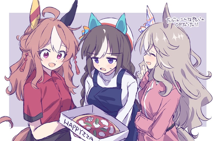 hokko tarumae, copano rickey, and wonder acute (umamusume) drawn by mizin_kosutin