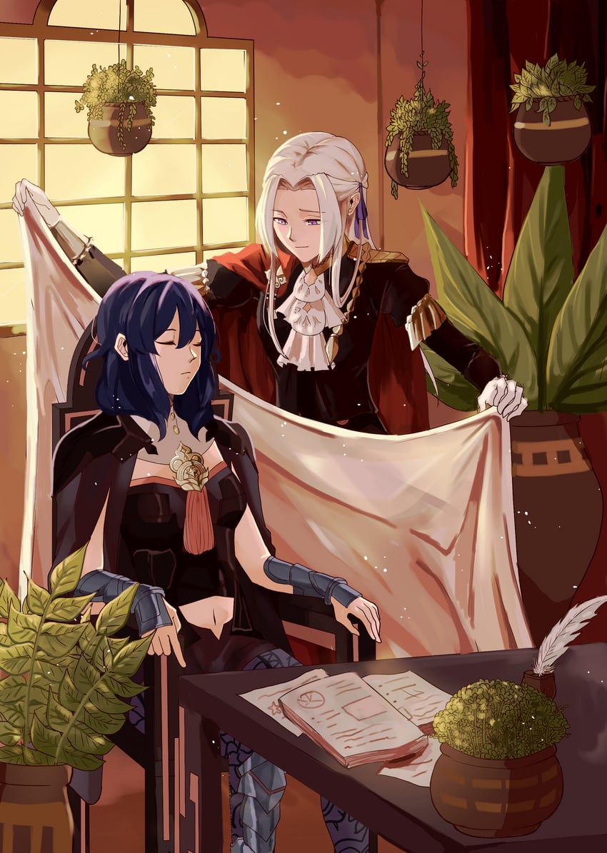 female byleth and edelgard von hresvelg (fire emblem and 1 more) drawn by flying-frappuccino