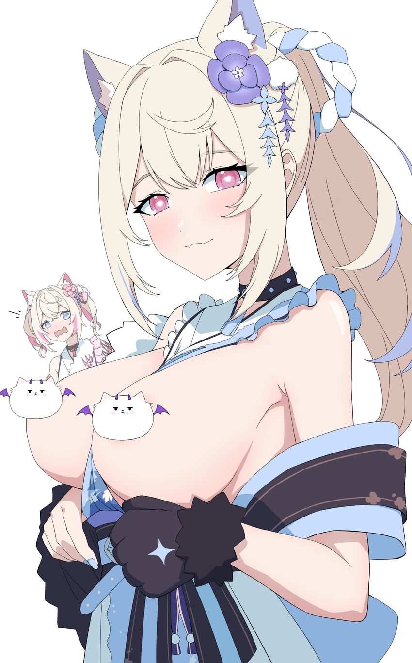 fuwawa abyssgard, mococo abyssgard, and perroccino (hololive and 1 more) drawn by daydarion