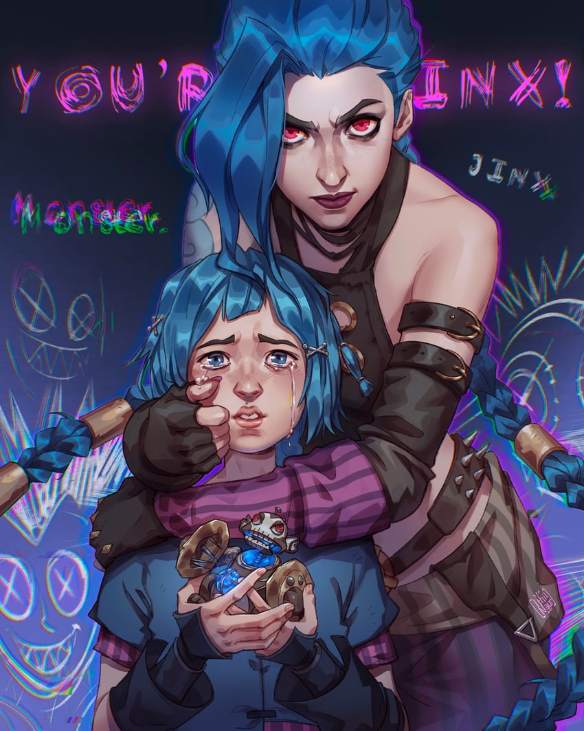 jinx, arcane jinx, and powder (league of legends and 1 more) drawn by ithilnaur