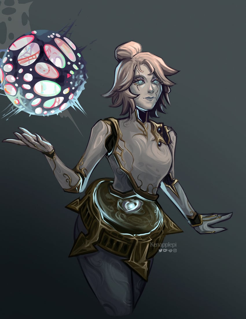 orianna (league of legends and 1 more) drawn by kenapplepi