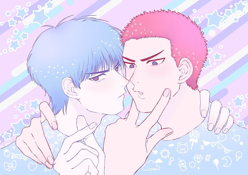 sakuragi hanamichi and rukawa kaede (slam dunk) drawn by yomomomoji