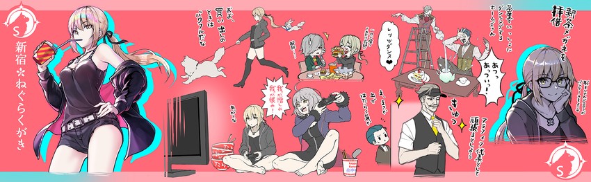 artoria pendragon, jeanne d'arc alter, saber alter, fou, edmond dantes, and 3 more (fate and 1 more) drawn by suishougensou