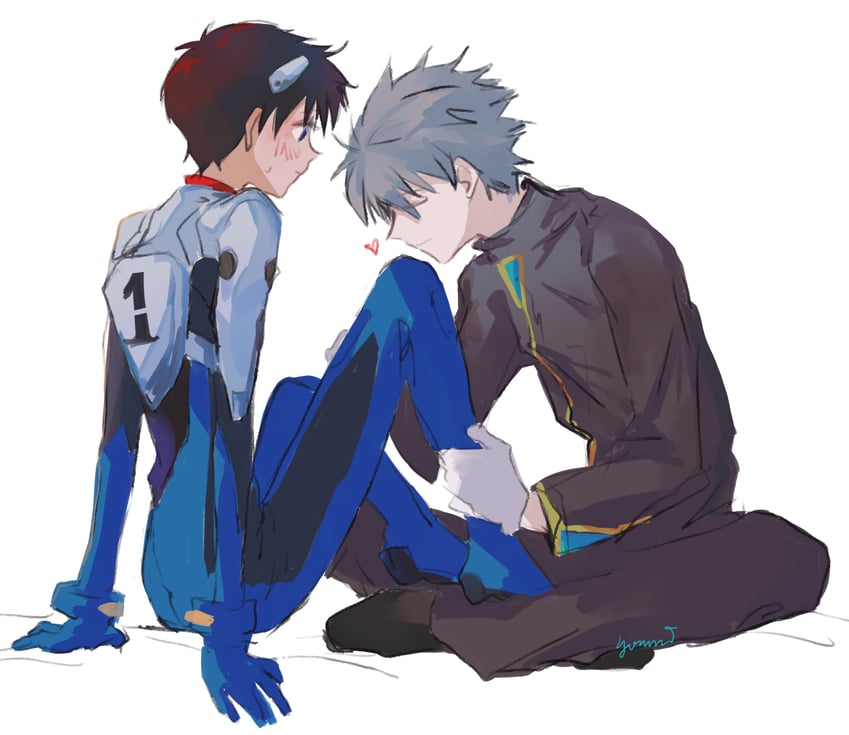 ikari shinji and nagisa kaworu (neon genesis evangelion) drawn by yorumi1117