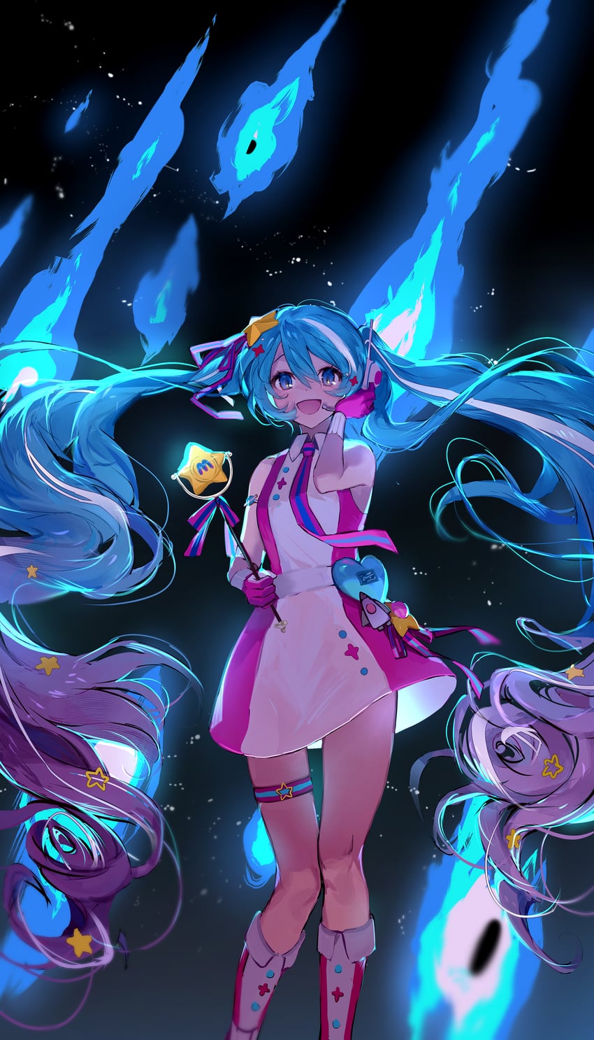 hatsune miku and magical mirai miku (vocaloid and 2 more) drawn by nannaspad