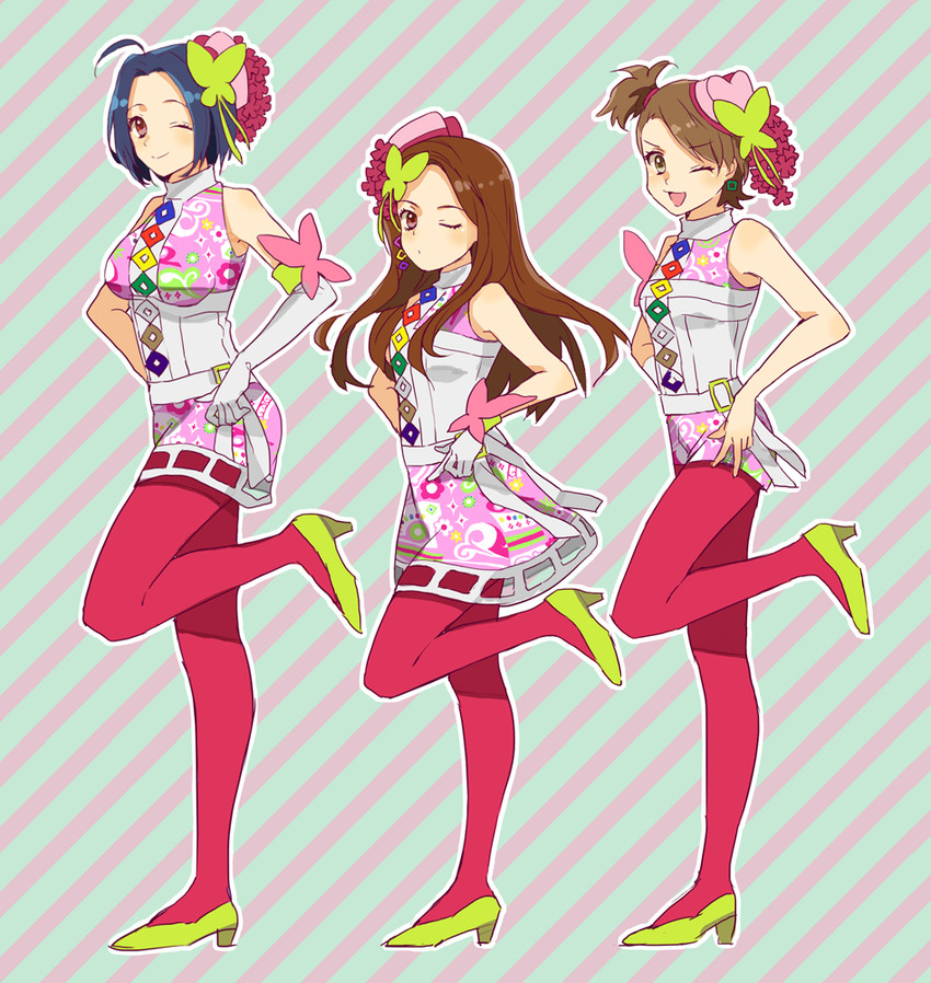 minase iori, miura azusa, and futami ami (idolmaster) drawn by akihiro