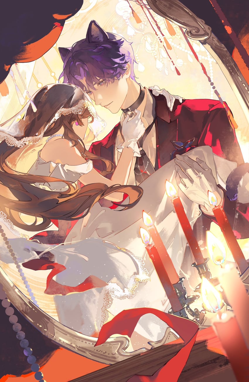 protagonist and rafayel (love and deepspace) drawn by crackingtaro