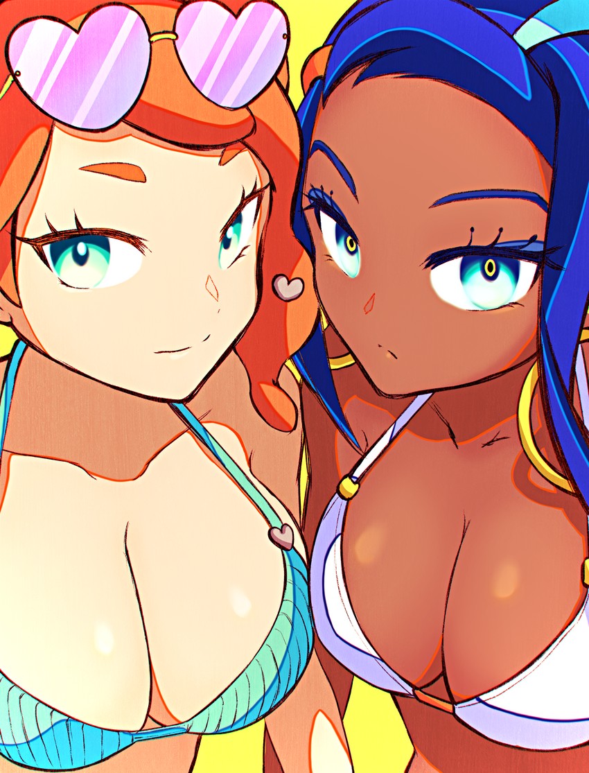 nessa and sonia (pokemon and 1 more) drawn by murujimu