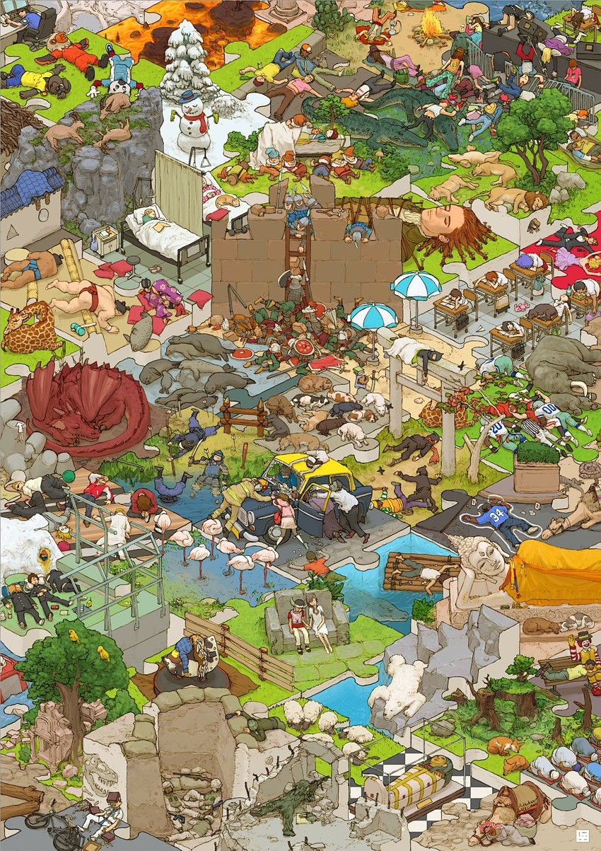 ronald mcdonald, snow white, yorda, buddha, ico, and 2 more (original and 4 more) drawn by dattosan