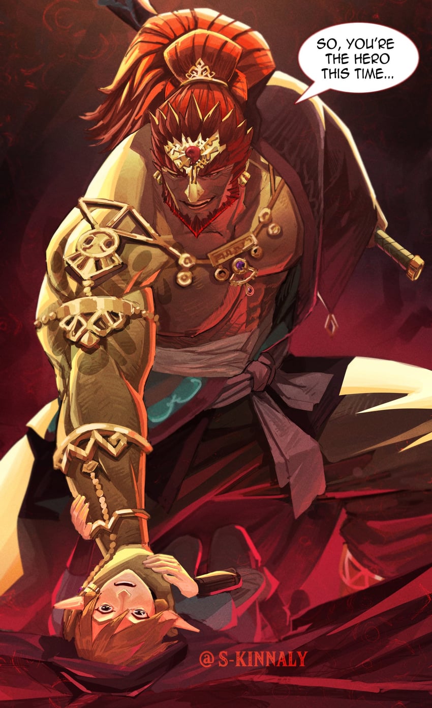 link and ganondorf (the legend of zelda and 1 more) drawn by sara_kinnaly