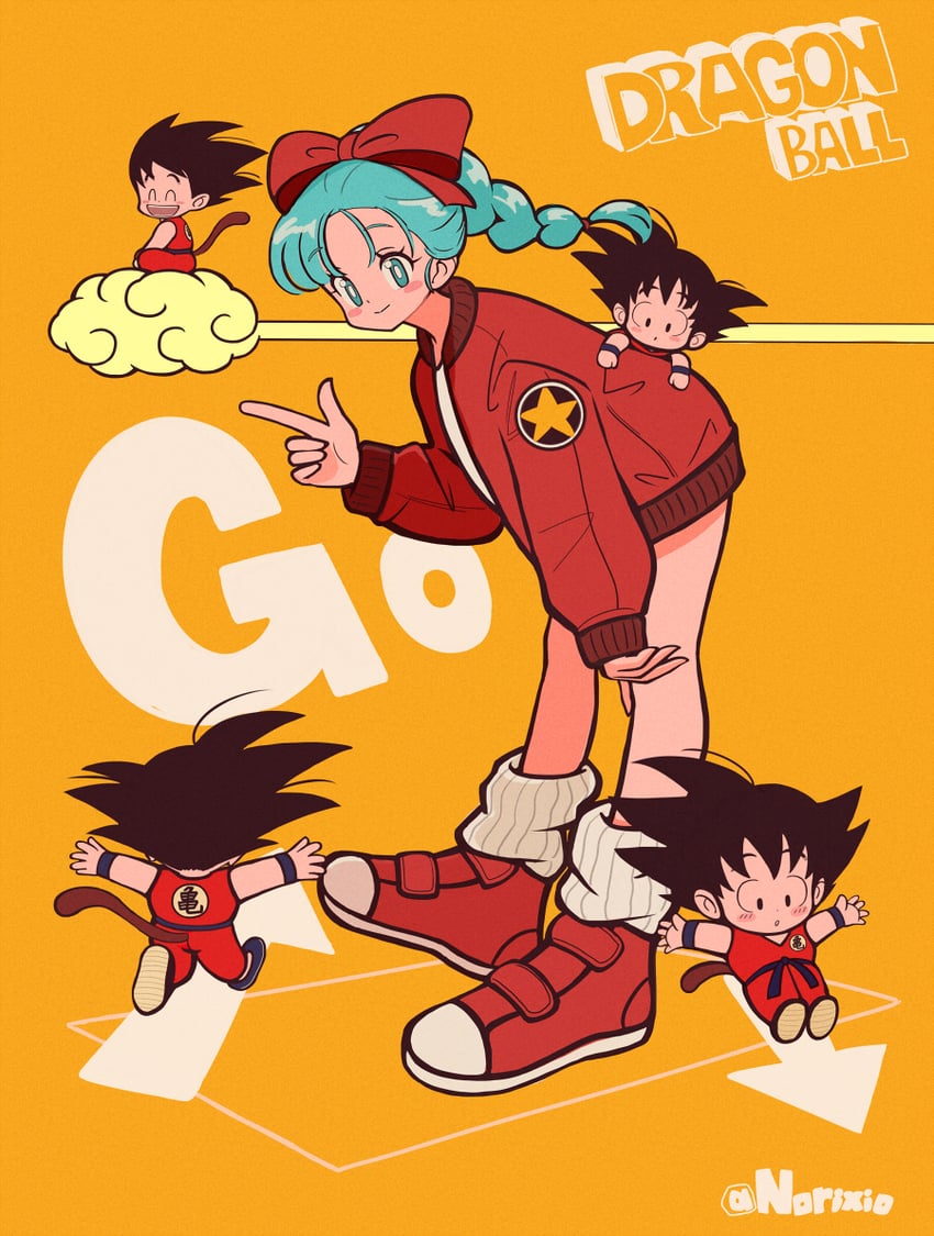 son goku and bulma (dragon ball) drawn by norixio