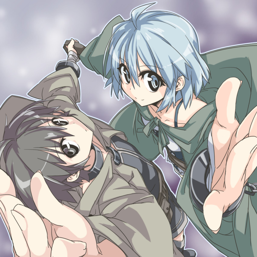 lyna, lyna the light charmer, dharc, and dharc the dark charmer (yu-gi-oh!) drawn by akasaka_koutarou