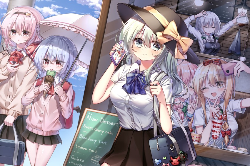 remilia scarlet, izayoi sakuya, komeiji koishi, yakumo yukari, komeiji satori, and 3 more (touhou) drawn by pudding_(skymint_028)