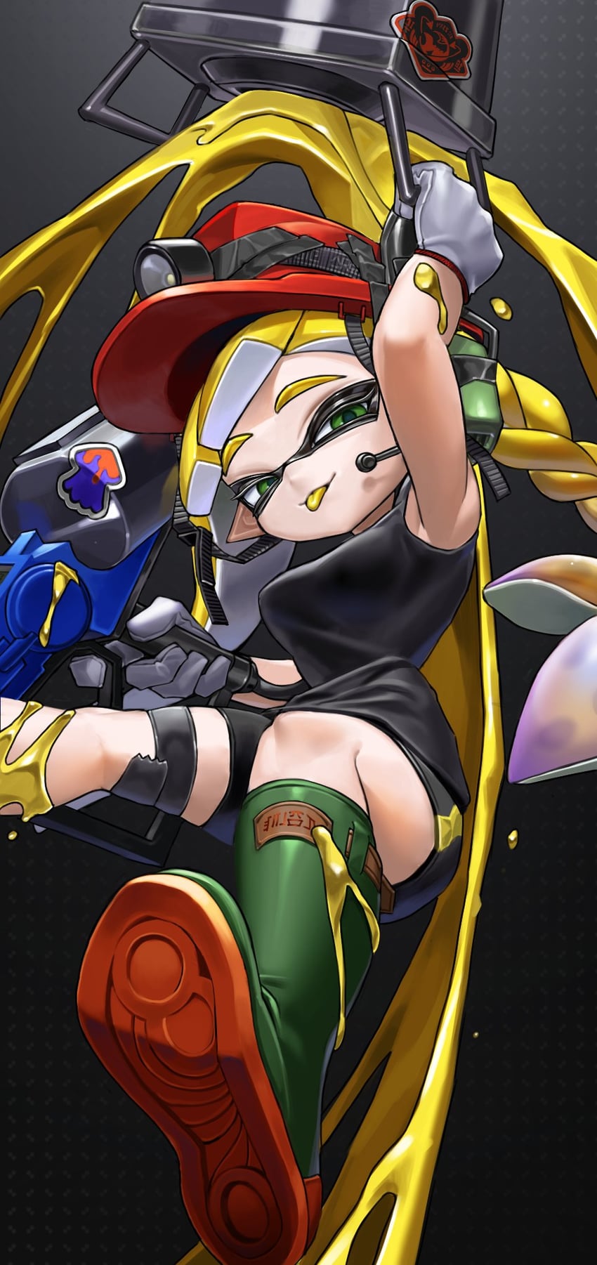 inkling player character and inkling girl (splatoon and 1 more) drawn by toon_23