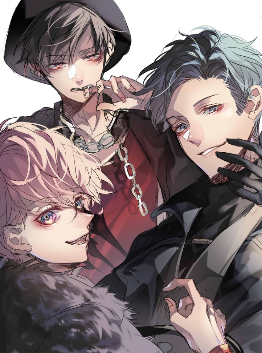 aizome kento, ashu yuuta, and kaneshiro goushi (b-project) drawn by akazumii