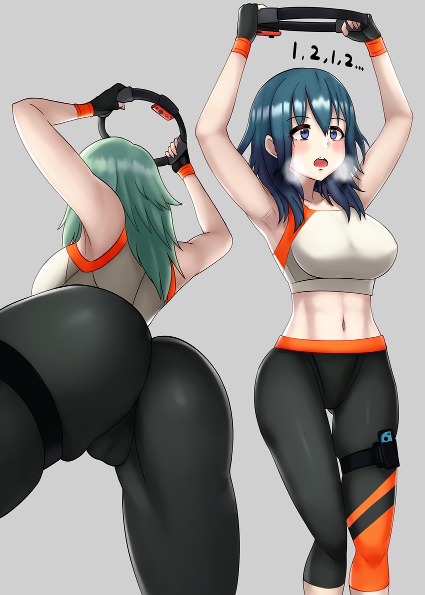 female byleth and ring fit trainee (fire emblem and 2 more) drawn by gupunetsu