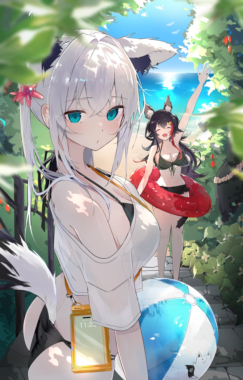 shirakami fubuki, ookami mio, and fubuchun (hololive) drawn by momochi_tamalu