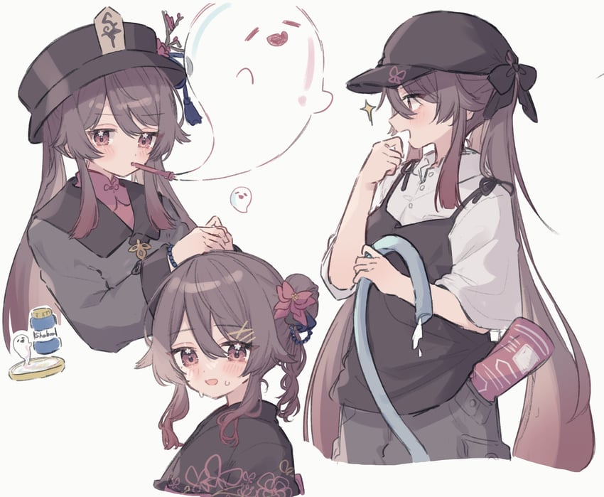 hu tao and boo tao (genshin impact) drawn by roku_6