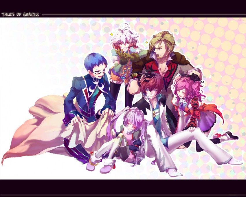 sophie, asbel lhant, cheria barnes, pascal, hubert ozwell, and 1 more (tales of and 1 more) drawn by tom@tog