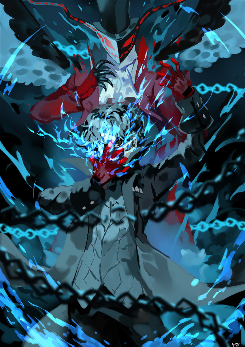 amamiya ren, joker, and arsene (persona and 1 more) drawn by club3