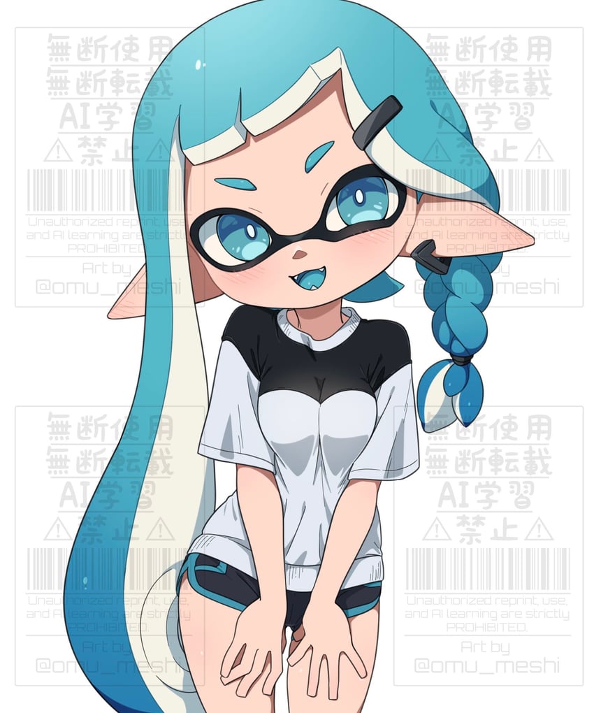 inkling player character and inkling girl (splatoon) drawn by minato_yodaka