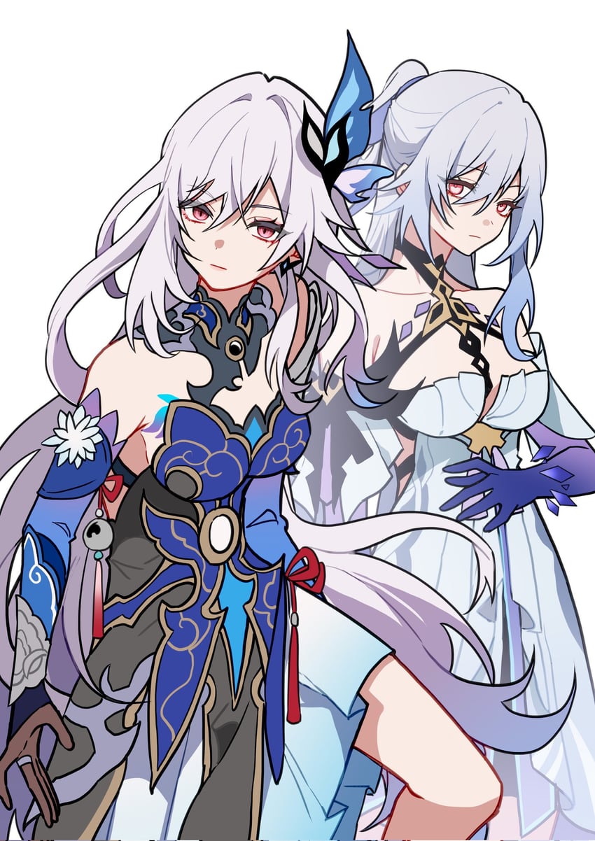 jingliu and skirk (genshin impact and 3 more) drawn by yuelinpanp98413